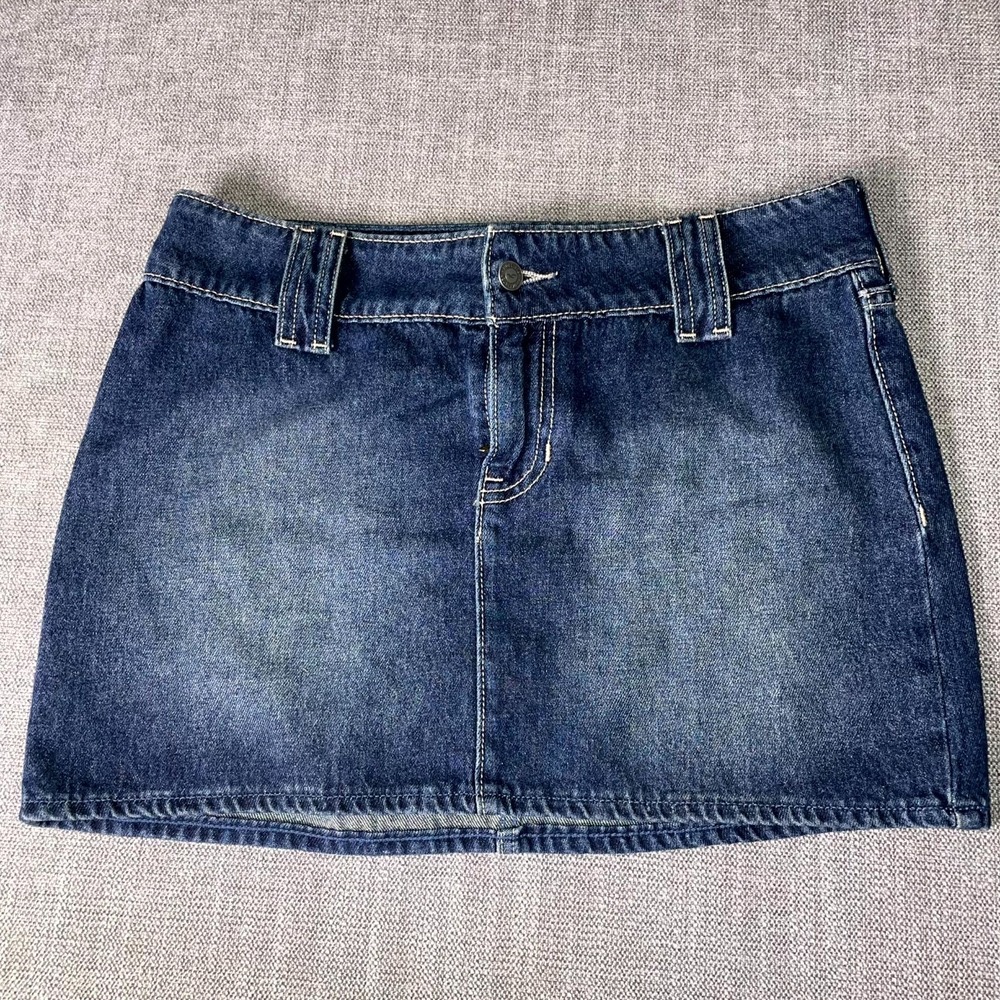 Hollister Skirt Womens 5 Blue Whiskered Denim Cotton Low Rise Modern Minimalist